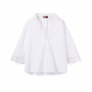 Cotton poplin shirt with embroidery